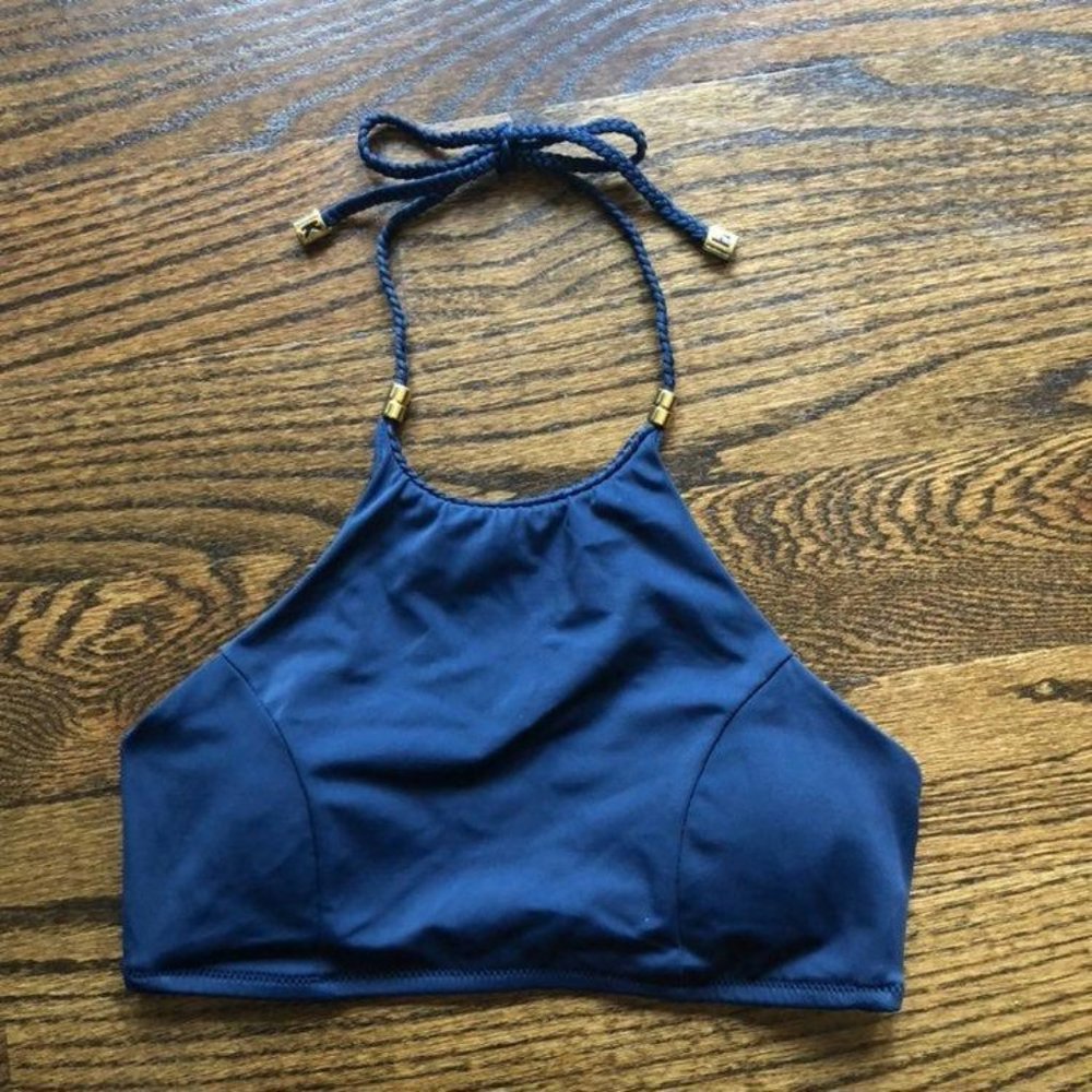 Navy Heidi Klum Halter Bikini Top - Size 4